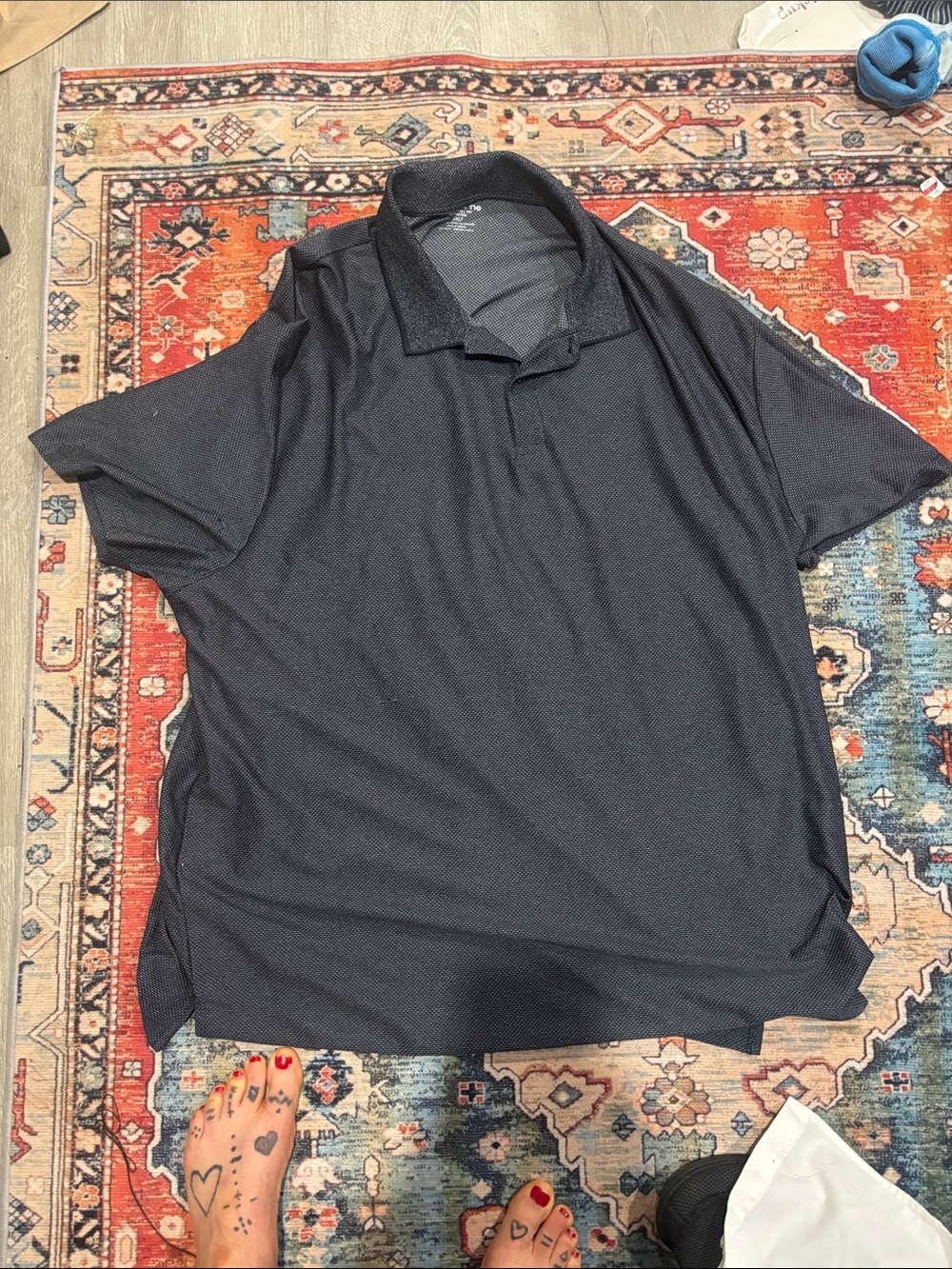Claiborne Navy Textured Polo Shirt